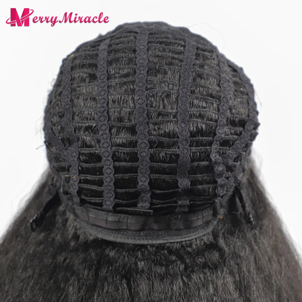 Perruques synthétiques lisses et crépues pour femmes noires, mélange de mèches noires, brunes, blondes, gingembre, rouges et blanches