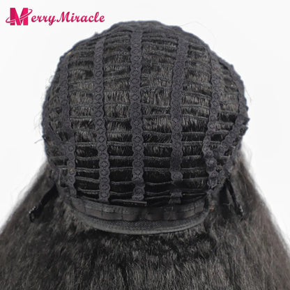 Perruques synthétiques lisses et crépues pour femmes noires, mélange de mèches noires, brunes, blondes, gingembre, rouges et blanches