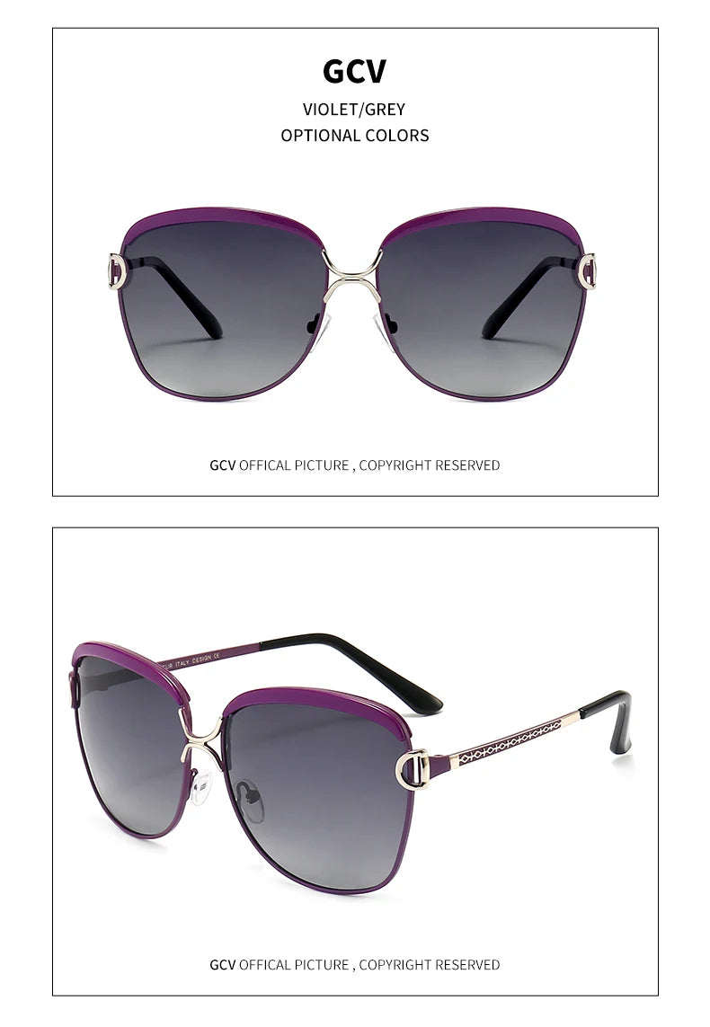 GCV lunettes De Soleil polarisées pour femmes lentille dégradée lunettes De Soleil rondes carrées marque De luxe Oculos Lunette De Soleil Femme