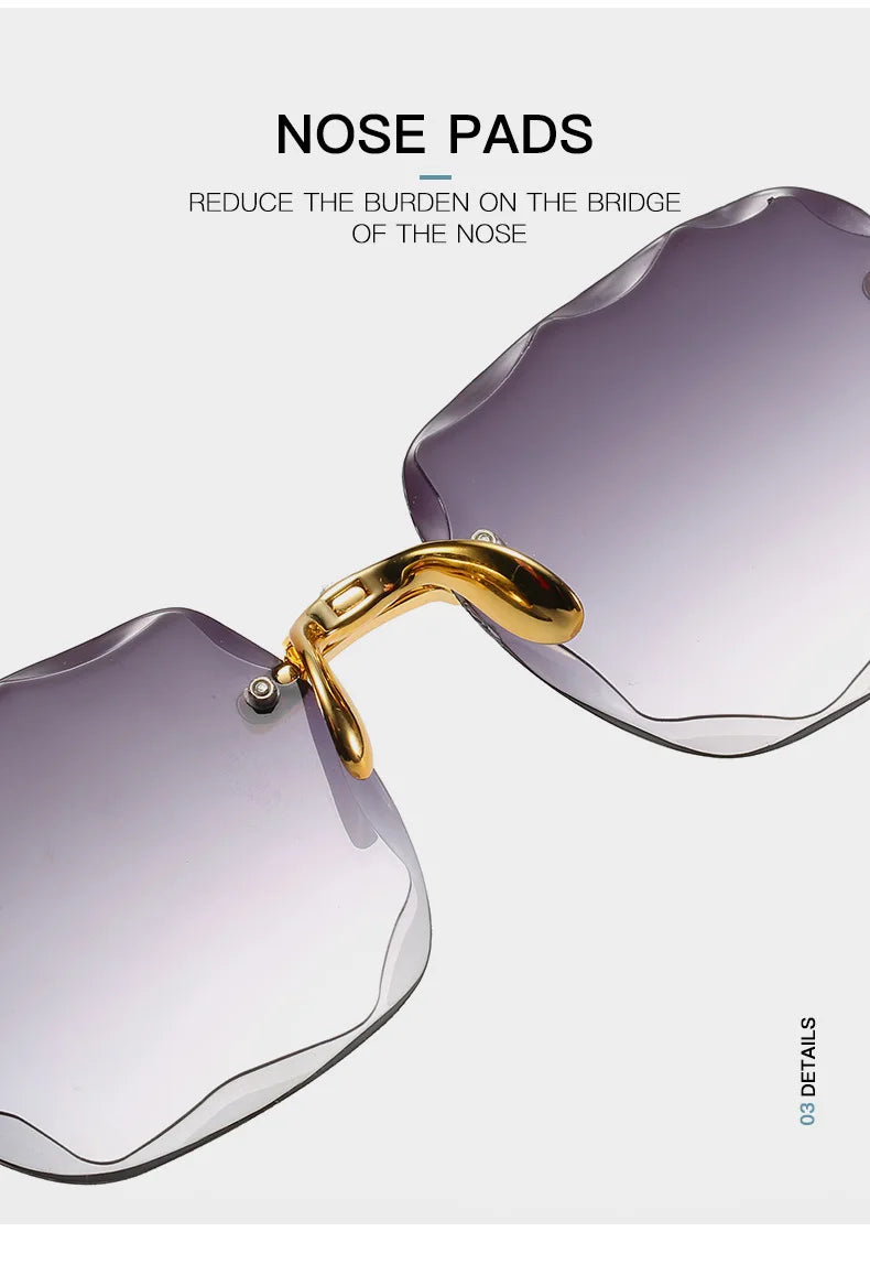 Lunettes de soleil carrées sans monture pour hommes et femmes, lunettes de soleil rouges, créateur de marque de luxe, été, mode, UV400, nuances Oculos