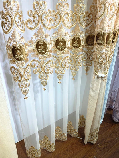 Rideau de Villa occultant Beige brodé Chenille de haute qualité, Style européen, Voile personnalisé pour salon et chambre à coucher
