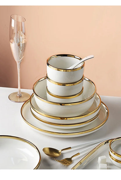 Phnom Penh-Assiettes et bols en porcelaine blanche, ensemble de nourriture, vaisselle, bol à soupe à salade, service britannique