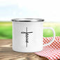 Jésus est Dieu imprimer tasses en émail chrétien créatif tasses à café boisson Dessert petit déjeuner lait tasse Vintage tasse poignée Drinkware cadeau
