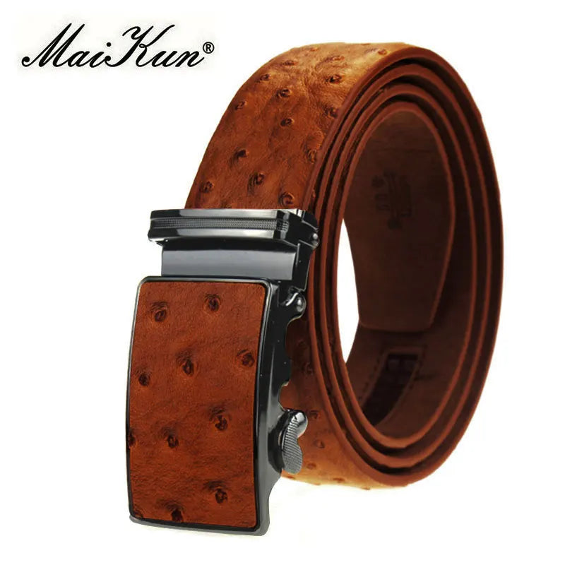 Maikun – Ceinture en cuir de luxe pour hommes, design Original, Grain d'autruche, automatique, avec boucle
