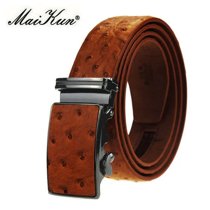Maikun – Ceinture en cuir de luxe pour hommes, design Original, Grain d'autruche, automatique, avec boucle