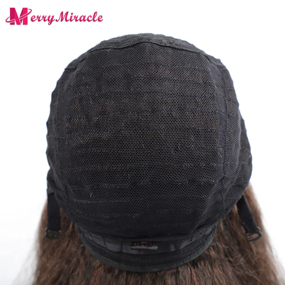 Perruques synthétiques lisses et crépues pour femmes noires, mélange de mèches noires, brunes, blondes, gingembre, rouges et blanches