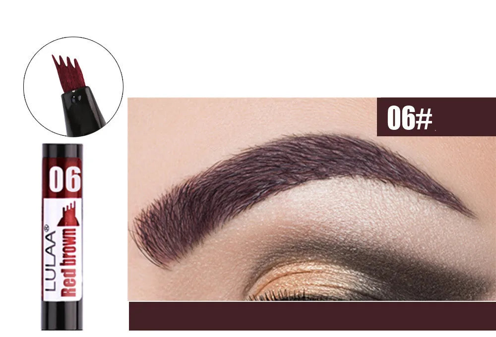 Stylo à sourcils Microblading 4D, 4 fourchettes, crayon de tatouage, longue durée, croquis fins, liquide, maquillage pour les yeux