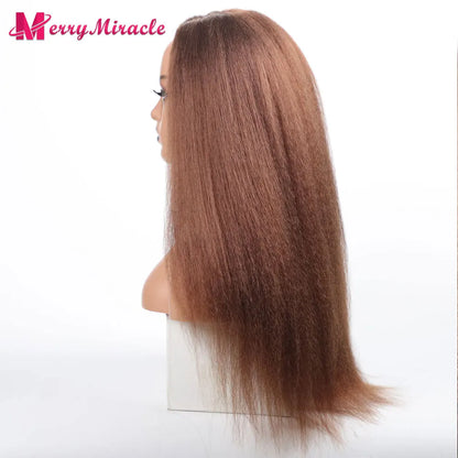 Perruques synthétiques lisses et crépues pour femmes noires, mélange de mèches noires, brunes, blondes, gingembre, rouges et blanches