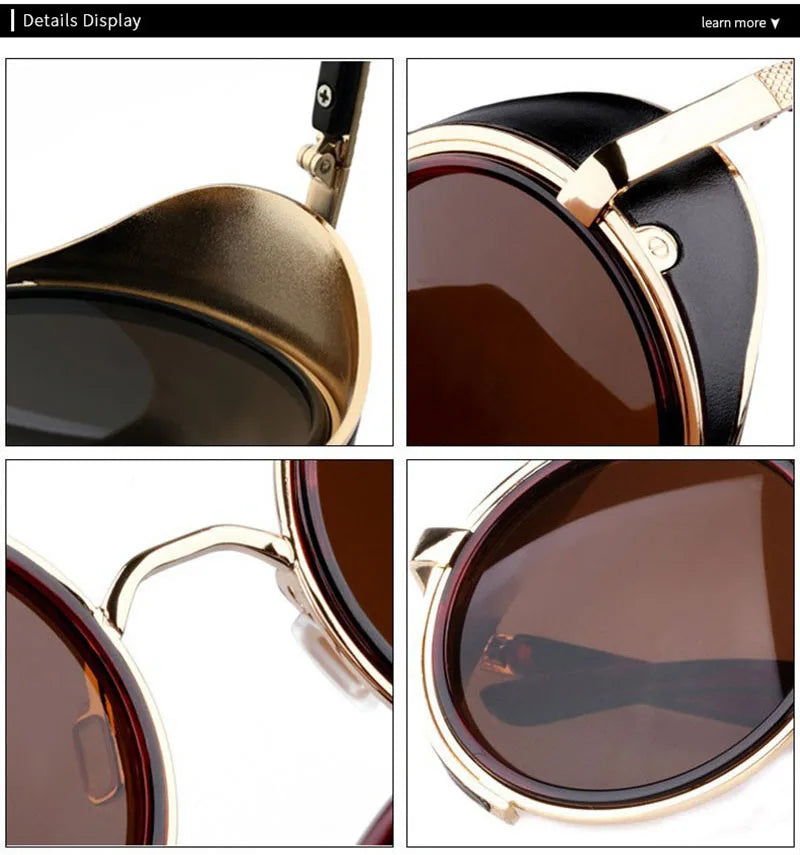 SHAUNA Vintage femmes Steampunk rétro revêtement hommes lunettes de soleil rondes marque concepteur Punk lunettes de soleil UV400