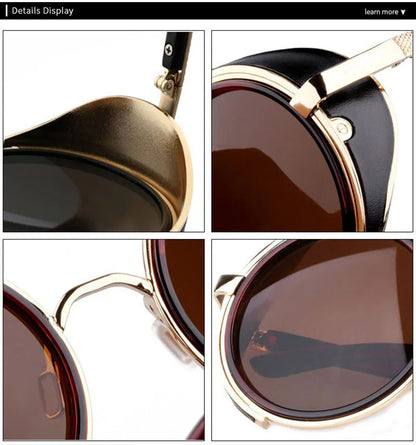 SHAUNA Vintage femmes Steampunk rétro revêtement hommes lunettes de soleil rondes marque concepteur Punk lunettes de soleil UV400