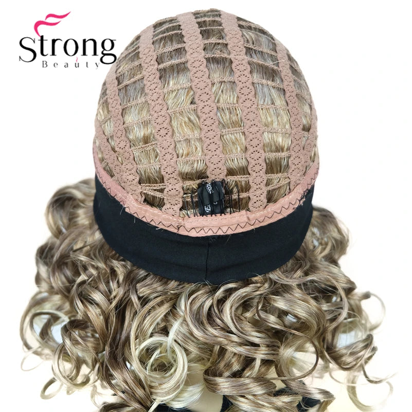 Perruques synthétiques courtes 3/4 à reflets blonds pour femmes, postiche bouclée avec bandeau, choix de couleurs