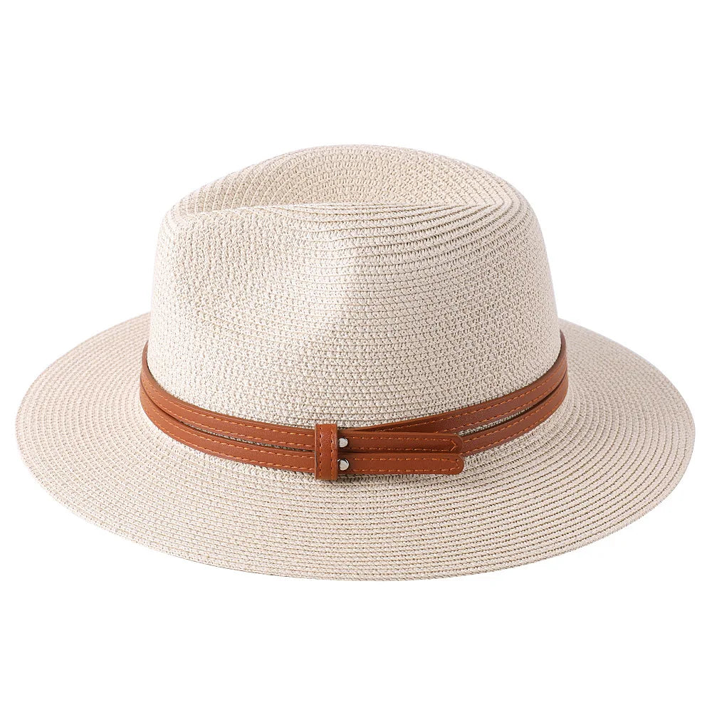 56-58-59-60CM nouveau chapeau de paille de forme souple Panama naturel été femmes/hommes casquette de soleil de plage à large bord Protection UV chapeau Fedora