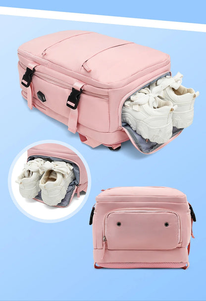 Hot Selling Women's  Casual Travel Backpack  USB Charge Port Laptop Bag Large Capacity Nylon Waterproof Backpack