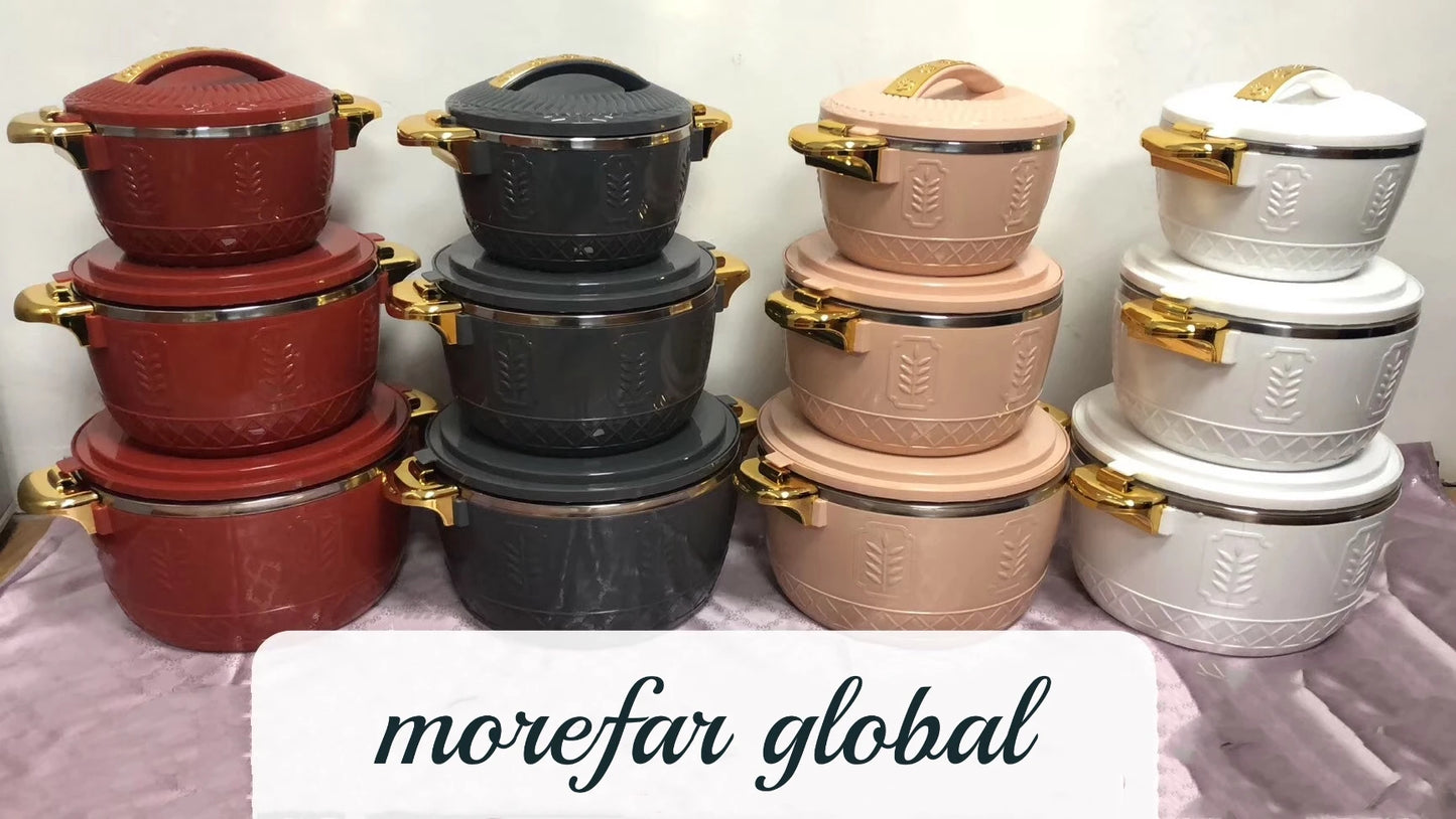 Boîte à lunch isotherme, chauffe-plats, hot pot, fête du ramadan, 2.5 L, 4.5 L, 6.5 L, ensemble de 3 pièces