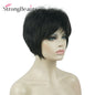 StrongBeauty-Perruques Synthétiques Courtes Droites, Cheveux Doux, Layered Shag, Ombre Blonde