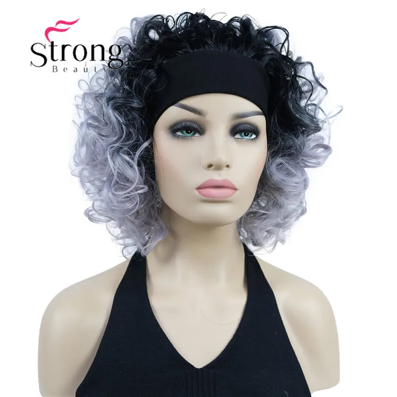 Perruques synthétiques courtes 3/4 à reflets blonds pour femmes, postiche bouclée avec bandeau, choix de couleurs