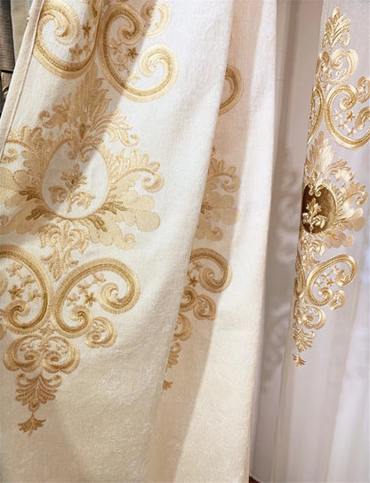 Rideau de Villa occultant Beige brodé Chenille de haute qualité, Style européen, Voile personnalisé pour salon et chambre à coucher