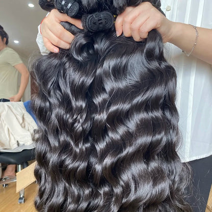 Unprocessed Cuticle Hair Bundle Vendors Bulk Double Drawn Weft Raw Indian Human Hair Extensions