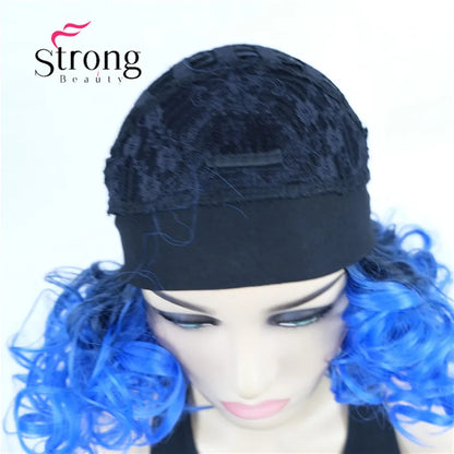 Perruques synthétiques courtes 3/4 à reflets blonds pour femmes, postiche bouclée avec bandeau, choix de couleurs