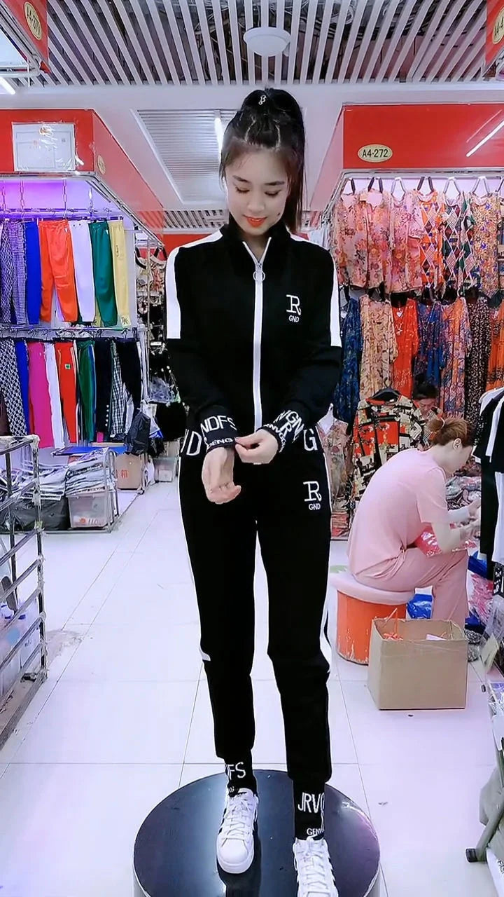 Manteau slim décontracté pour femme, pull à manches longues, pantalon, ensemble deux pièces, mode coréenne, imbibé de sport, automne, hiver, nouveau, 2025