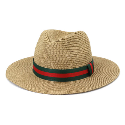 Chapeau de paille de voyage en plein air, pare-soleil de bord de mer, crème solaire, grand bord, style britannique DN, chapeau avec décoration de ruban, HZ75