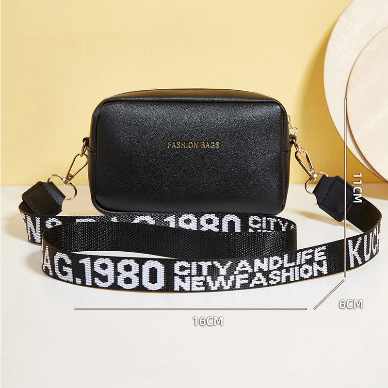Yogodlns mode petit sac carré pour femmes en cuir PU sac à bandoulière lettre sangle sac à bandoulière sac à main tendance Bolsa