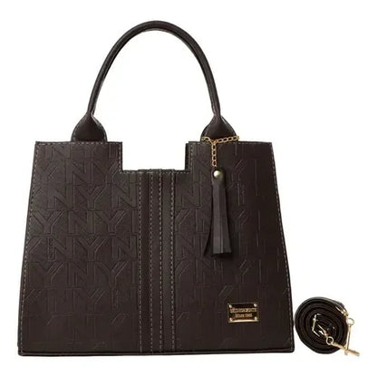 Fana Athenea Women's Tote Handbag in Brown with Handles M3723 Portable Outdoor Cotton and Polyester Lining Open Closure