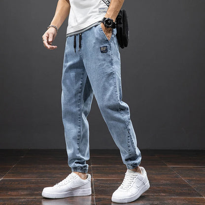 Printemps été noir bleu Cargo Jean hommes Streetwear Denim survêtement pantalon hommes Baggy Harem Jean pantalon grande taille