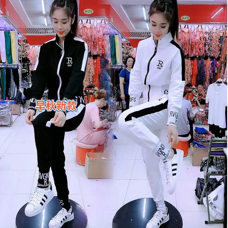 Manteau slim décontracté pour femme, pull à manches longues, pantalon, ensemble deux pièces, mode coréenne, imbibé de sport, automne, hiver, nouveau, 2025