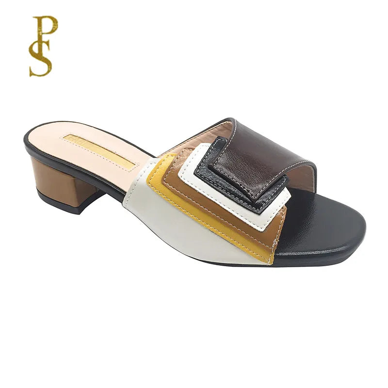 FABIO PENN2025 pantoufles pour femmes à la mode, élégantes, multicolores et confortables, sandales à talons mi-hauts exquises pour les fêtes en plein air