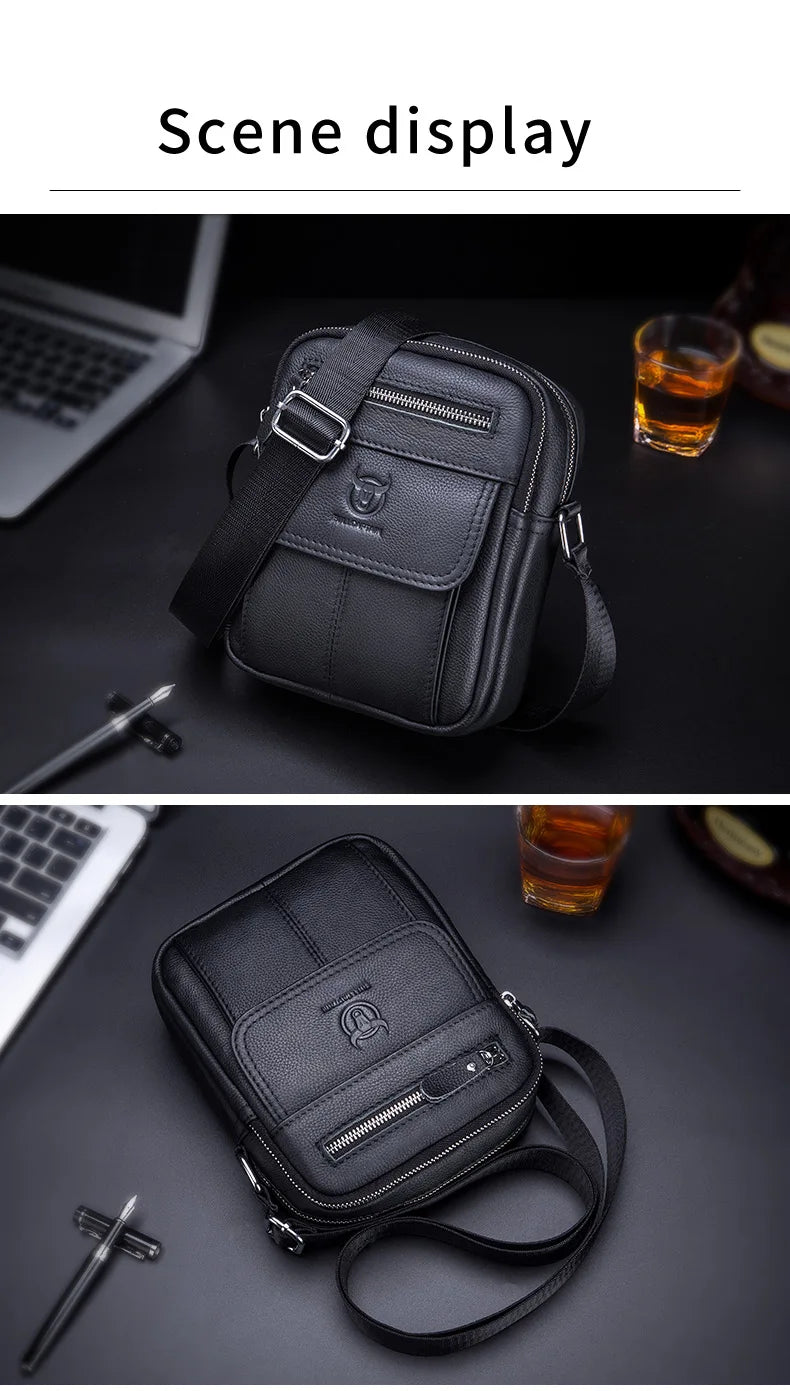 Bullcaptain décontracté hommes sacs à bandoulière affaires sac de messager de haute qualité hommes en cuir de vache sac Mini grande capacité poche