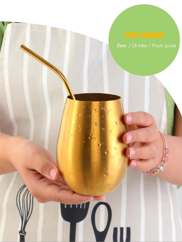 Tasse à bière et vin en acier inoxydable de 500ml, gobelet à bière en or Rose, tasse à Cocktail, jus de lait, tasse à boire en métal pour Bar, verres d'extérieur