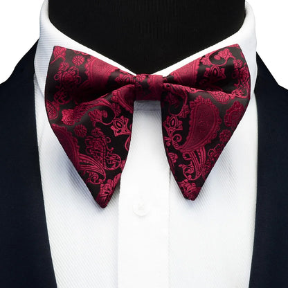 Ricnais mode soie Pasley Floral grand noeud papillon jaune rouge Jacquard noeud papillon pour hommes d'affaires fête de mariage cravates Gigt accessoires