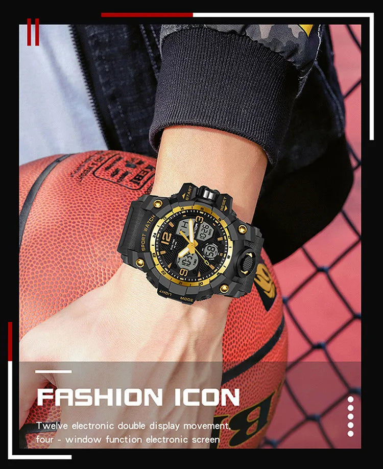 SANDA nouvelle mode Sport militaire montre-bracelet pour hommes numérique Quartz double affichage montres étanche montre décontractée pour hommes