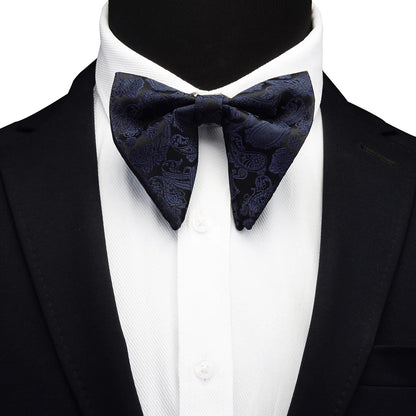 GUSLESON Paisley grand noeud papillon hommes bleu rouge jaune noeud papillon poche carré boutons de manchette ensemble avec boîte-cadeau soie mariage cravate pour homme