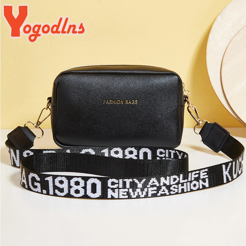 Yogodlns mode petit sac carré pour femmes en cuir PU sac à bandoulière lettre sangle sac à bandoulière sac à main tendance Bolsa