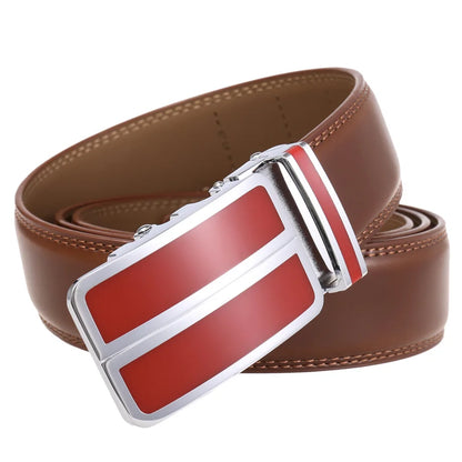 Plyesxale-Ceinture habillée en cuir véritable pour homme, cuir de vachette, automatique, strucformel, environnemental, rouge, noir, marron clair, B272