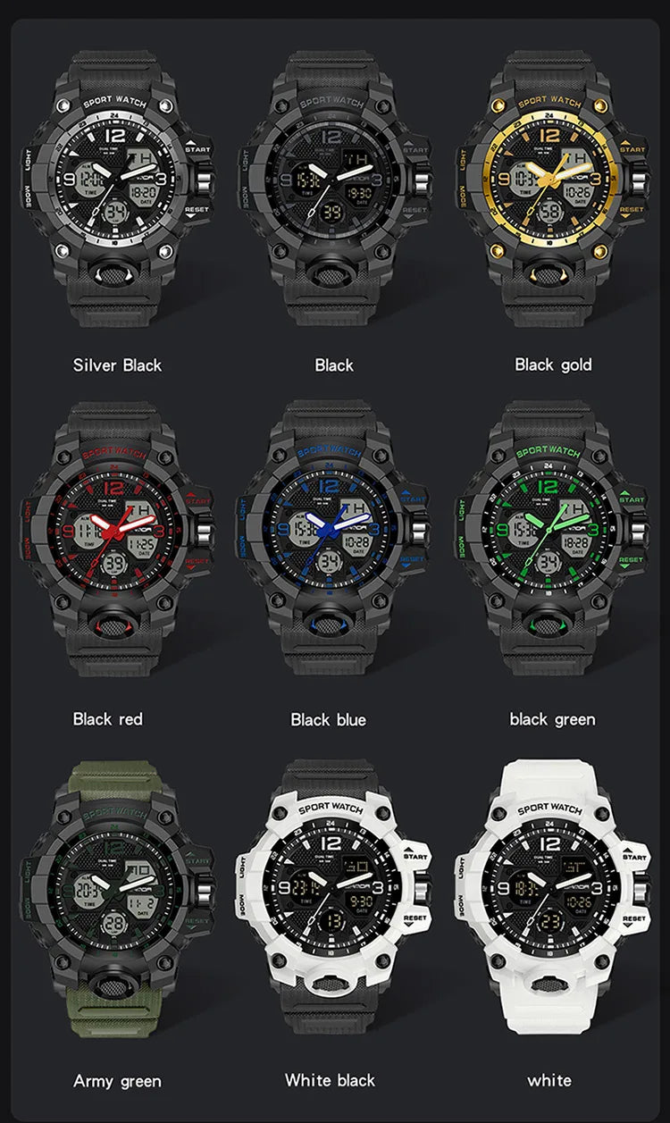 SANDA nouvelle mode Sport militaire montre-bracelet pour hommes numérique Quartz double affichage montres étanche montre décontractée pour hommes