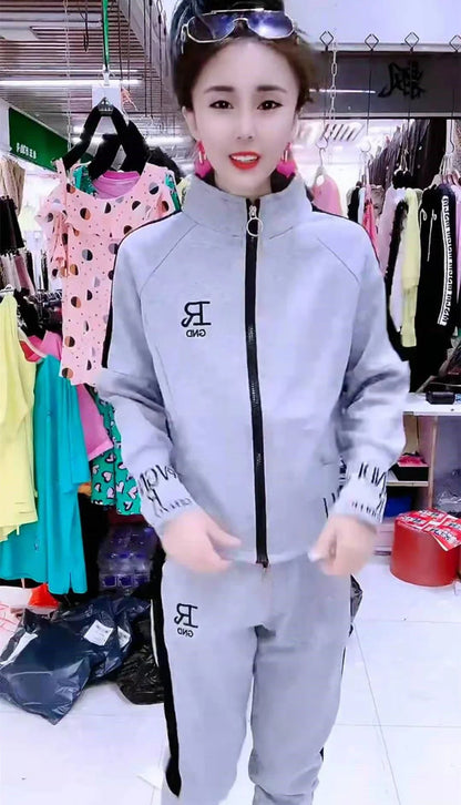 Manteau slim décontracté pour femme, pull à manches longues, pantalon, ensemble deux pièces, mode coréenne, imbibé de sport, automne, hiver, nouveau, 2025