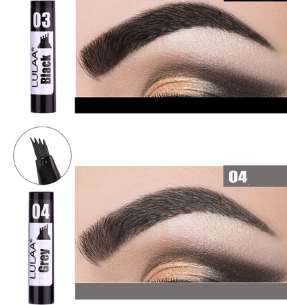 Stylo à sourcils Microblading 4D, 4 fourchettes, crayon de tatouage, longue durée, croquis fins, liquide, maquillage pour les yeux
