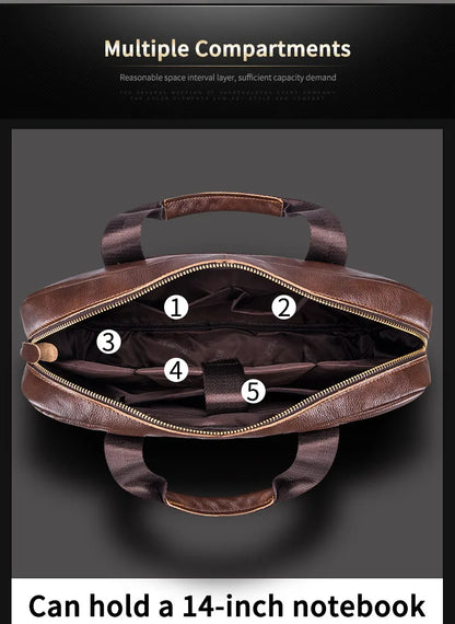 BULLCAPTAIN-Sac à Main en Cuir group pour Homme, Sacoche pour Bombes, Ordinateur Portable de 14 Pouces, Bureau, Affaires