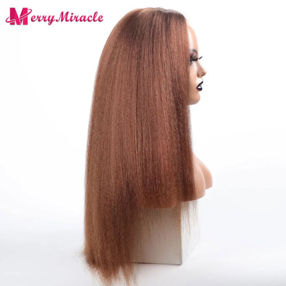 Perruques synthétiques lisses et crépues pour femmes noires, mélange de mèches noires, brunes, blondes, gingembre, rouges et blanches