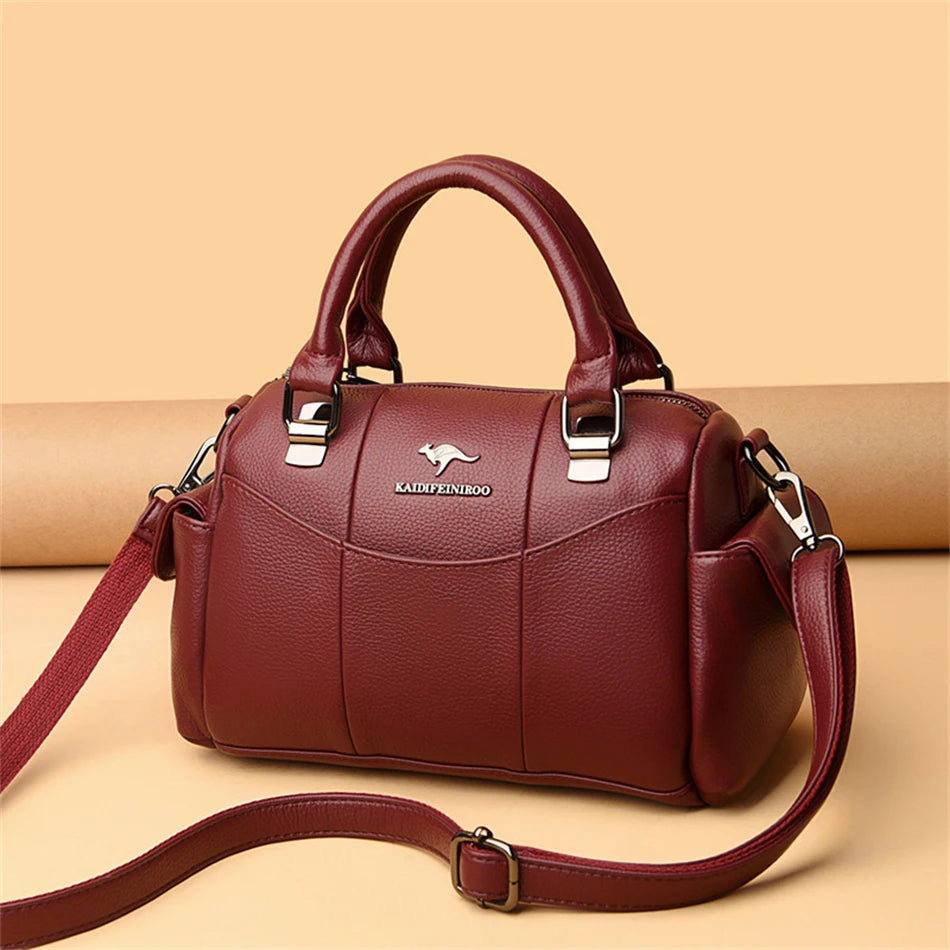 Sacs à main de styliste en cuir souple pour femmes, sac à bandoulière de luxe à épaule de marque, fourre-tout décontracté pour dames, sacoche Boston