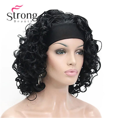 Perruques synthétiques courtes 3/4 à reflets blonds pour femmes, postiche bouclée avec bandeau, choix de couleurs