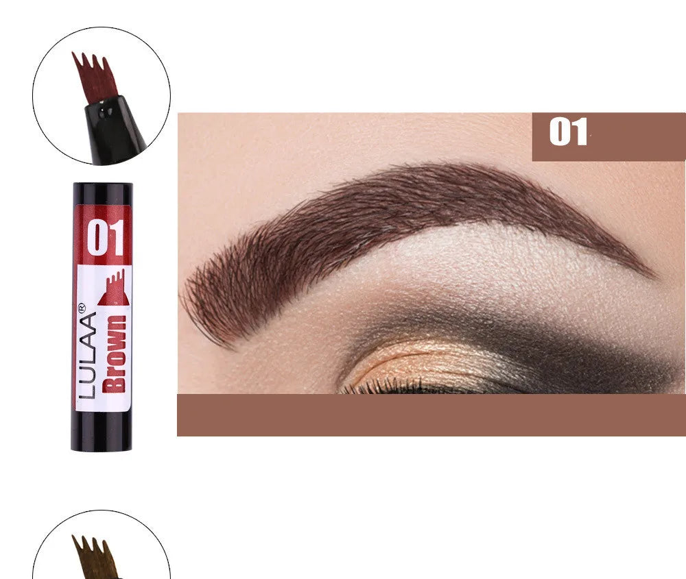 Stylo à sourcils Microblading 4D, 4 fourchettes, crayon de tatouage, longue durée, croquis fins, liquide, maquillage pour les yeux
