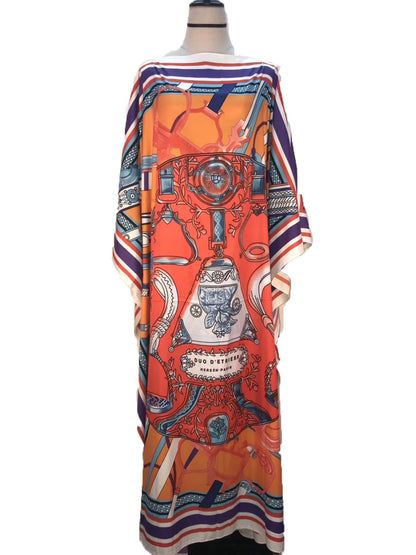 Robes Caftan en soie pour femmes musulmanes africaines, longueur 130 cm buste 130 cm, élégantes, imprimées, Style ample, Dashiki