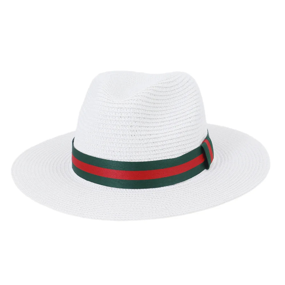 Chapeau de paille de voyage en plein air, pare-soleil de bord de mer, crème solaire, grand bord, style britannique DN, chapeau avec décoration de ruban, HZ75