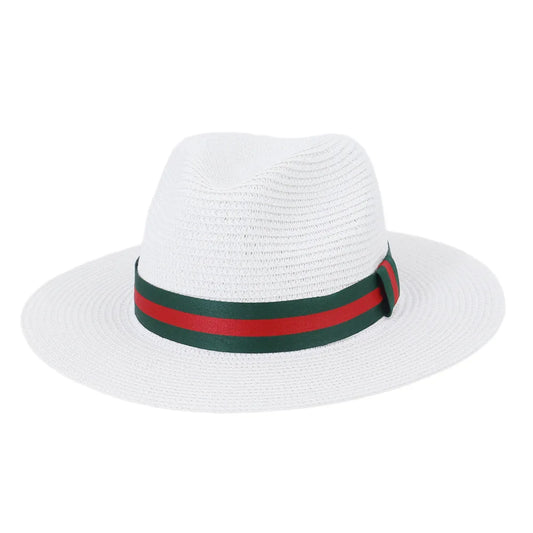 Chapeau de paille de voyage en plein air, pare-soleil de bord de mer, crème solaire, grand bord, style britannique DN, chapeau avec décoration de ruban, HZ75