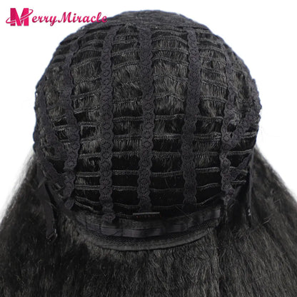 Perruques synthétiques lisses et crépues pour femmes noires, mélange de mèches noires, brunes, blondes, gingembre, rouges et blanches