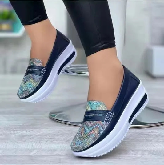 Wholesale Girls' Summer Casual Sports Sneakers Soft Vulcanized Slip-On Platform Shoes With PU Insole Loafers Running Shoes Style